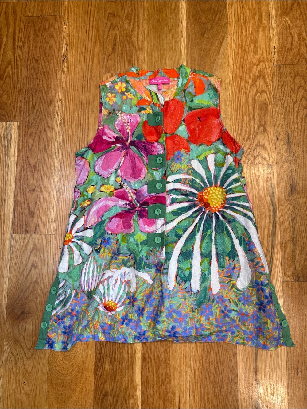 Claire Desjardins Sleeveless Art-To-Wear 100% Linen Tunic, Size Large